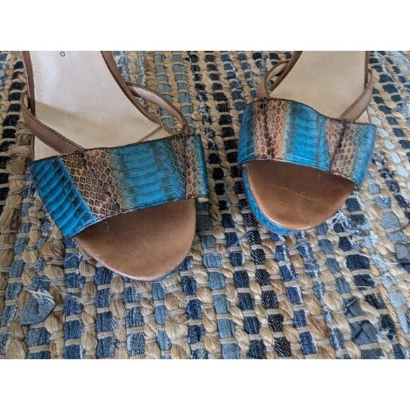 House of Harlow 1960 Blue and Brown Heeled Sandals - Picture 4 of 12